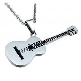 PE0134 BOBIJOO Jewelry Anhänger-Gitarre, Klassische Stahl 316L nach Wahl + Kette