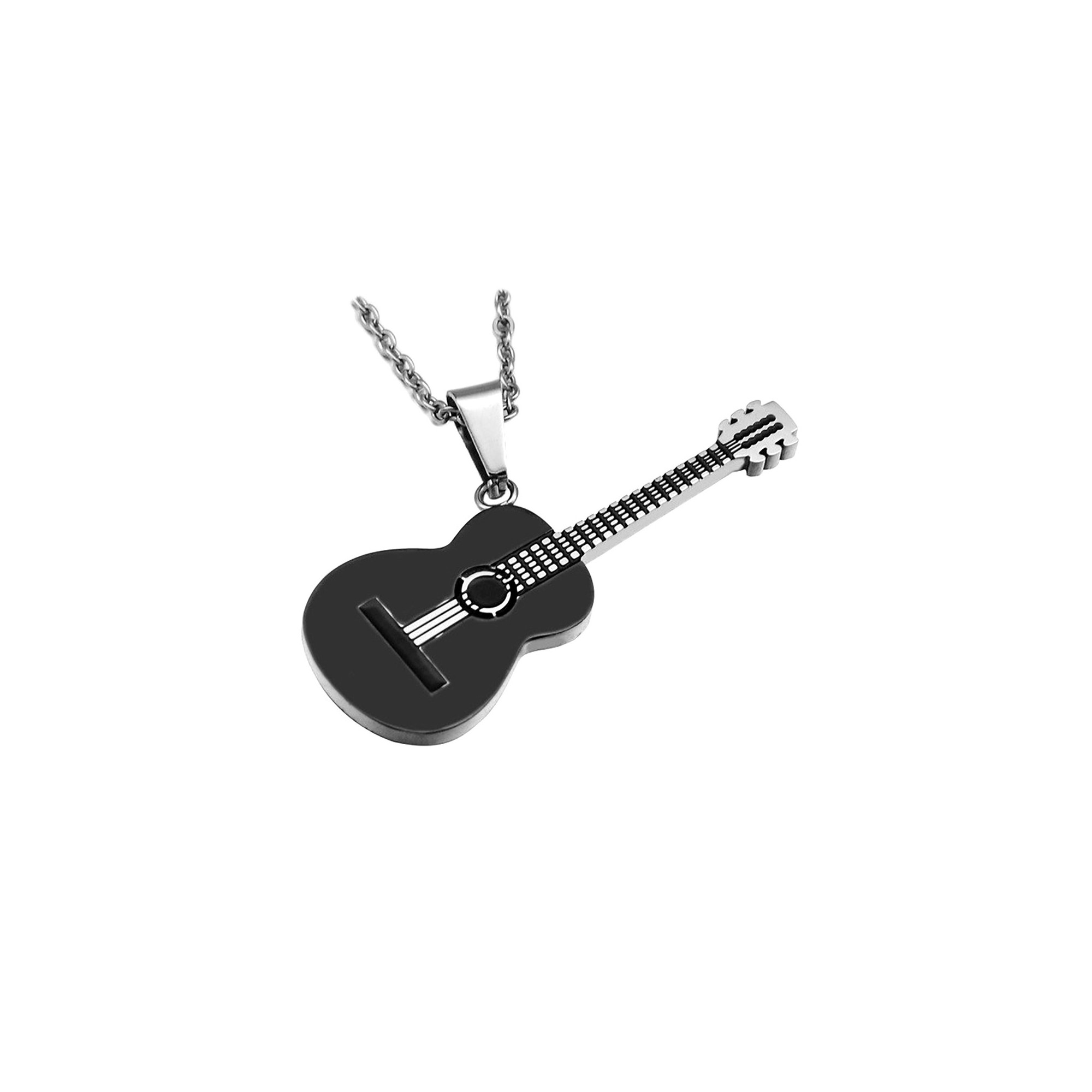 Yifnny Collier En Acier Inoxydable Pour Homme Avec Pendentif En Forme De Guitare électrique Rock Et Basse Avec Chaîne Rolo Style Hip-hop, Cadeau Personnalisé Pour Homme Et Femme, Métal, Inconnu