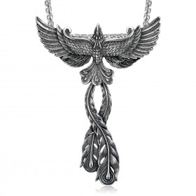 PE0177 BOBIJOO Jewelry Anhänger Phoenix feuervogel Mann Stahl + Kette