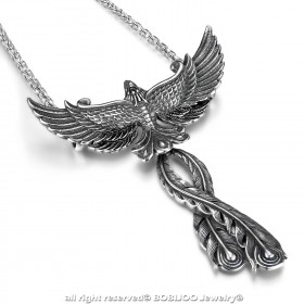 PE0177 BOBIJOO Jewelry Pendant Phoenix Bird of Fire Man Steel + String