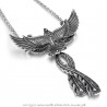 PE0177 BOBIJOO Jewelry Anhänger Phoenix feuervogel Mann Stahl + Kette