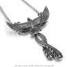 PE0177 BOBIJOO Jewelry Pendant Phoenix Bird of Fire Man Steel + String