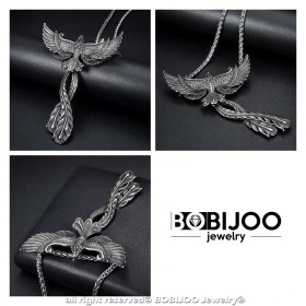 PE0177 BOBIJOO Jewelry Pendant Phoenix Bird of Fire Man Steel + String