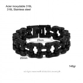 Gros Bracelet Biker Chaine de Moto Acier Inox Noir bobijoo