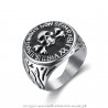 BA0292 BOBIJOO Jewelry Ring Siegelring Loge Stahl FM Schädel Virtus Junxit