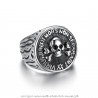 BA0292 BOBIJOO Jewelry Anello anello con Castone Lodge in Acciaio FM Cranio Virtus Junxit