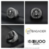 BA0292 BOBIJOO Jewelry Ring Siegelring Loge Stahl FM Schädel Virtus Junxit