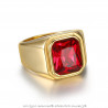 BA0294 BOBIJOO Jewelry Ring Siegelring Cabochon Quadrat Stahl Gefälschten Gold-Rubin