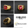 BA0294 BOBIJOO Jewelry Anello Anello Cabochon Quadrato In Acciaio Oro Falso Ruby