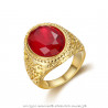 BA0295 BOBIJOO Jewelry Imposante Ring Siegelring Edelstahl Gefälschten Gold-Rubin