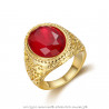 BA0295 BOBIJOO Jewelry Imposing Ring Signet Ring Steel Gold Fake Ruby