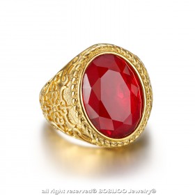 BA0295 BOBIJOO Jewelry Imponente Anello Anello In Acciaio Oro Falso Ruby