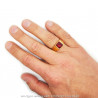 BA0296 BOBIJOO Jewelry Ring Signet Ring Cabochon Discrete Square Steel Gold Ruby