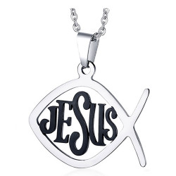PE0178 BOBIJOO Jewelry Anhänger Jesus Ichthus Fisch-Evangelische + Kette