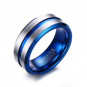 BA0300 BOBIJOO Jewelry Anillo, el Anillo de sellar de los Hombres del Anillo de Bodas de Tungsteno Azul Plata