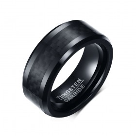 BA0301 BOBIJOO Jewelry Ring Siegelring Allianz-Mann Wolfram Schwarz Carbon