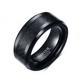 BA0301 BOBIJOO Jewelry Ring, Signet Ring Men's Wedding Ring Black Tungsten Carbon