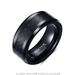 BA0301 BOBIJOO Jewelry Ring Siegelring Allianz-Mann Wolfram Schwarz Carbon