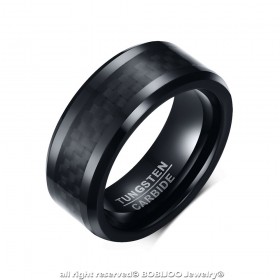 BA0301 BOBIJOO Jewelry Anello, Anello maschile Anello di Nozze di Tungsteno Nero di Carbonio