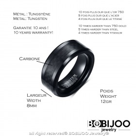 BA0301 BOBIJOO Jewelry Ring Siegelring Allianz-Mann Wolfram Schwarz Carbon