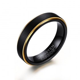 BA0302 BOBIJOO Jewelry Anillo Alianza de 5mm de Tungsteno Negro Oro