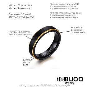 BA0302 BOBIJOO Jewelry Anello di Alleanza 5mm Nero Tungsteno Oro