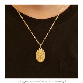 PEF0045 BOBIJOO Jewelry Colgante Medallón De La Virgen María Milagrosa María De Acero Chapado En Oro