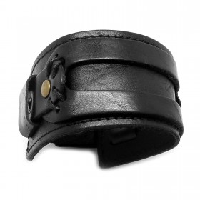 BR0061 BOBIJOO Jewelry Bracciale de Force in Pelle Nera Vero