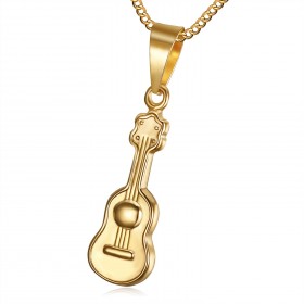 PE0180 BOBIJOO Jewelry Pequeño, Discreto, Colgante De La Guitarra De Acero Inoxidable De Oro De Oro