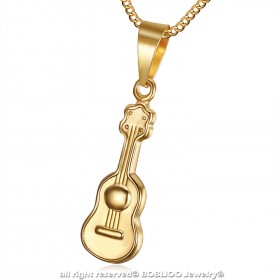 PE0180 BOBIJOO Jewelry Small, Discreet Pendant, Guitar Stainless Steel Golden Gold