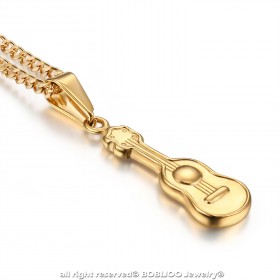 PE0180 BOBIJOO Jewelry Small, Discreet Pendant, Guitar Stainless Steel Golden Gold