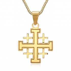 Colgante Hombre Orden Templaria Temple Cross Jerusalem Golden bobijoo