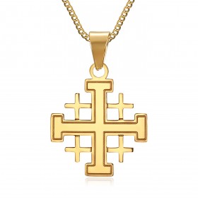 Pendentif Homme Templier Ordre Temple Croix Jerusalem Doré bobijoo