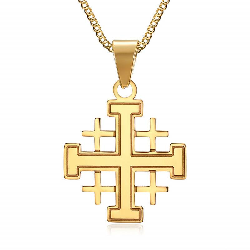 Pendentif Homme Templier Ordre Temple Croix Jerusalem Doré bobijoo