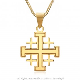 Colgante Hombre Orden Templaria Temple Cross Jerusalem Golden bobijoo