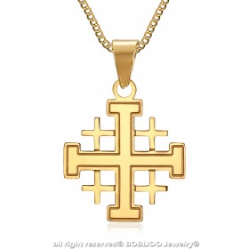 BOBIJOO Jewelry - Anhänger Stahl-Glas-Kreuz-Jerusalem-Kette - 26,90 €
