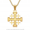 Colgante Hombre Orden Templaria Temple Cross Jerusalem Golden bobijoo