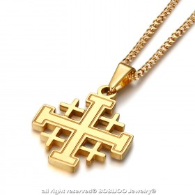 Colgante Hombre Orden Templaria Temple Cross Jerusalem Golden bobijoo