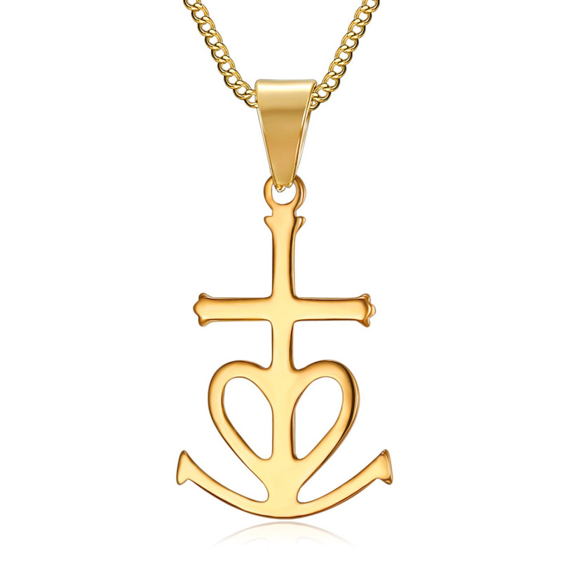 PE0184 BOBIJOO Jewelry Pendant Cross of Camargue Gardians Steel, Gold Golden Plated