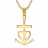 PE0184 BOBIJOO Jewelry Ciondolo Croce della Camargue Butteri in Acciaio, Oro Placcato