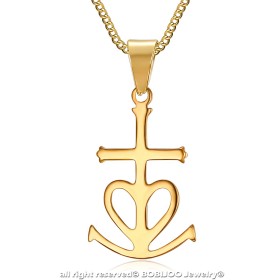 Pendentif Croix de Camargue Gardians Acier Or Doré Plaqué bobijoo