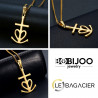 PE0184 BOBIJOO Jewelry Pendant Cross of Camargue Gardians Steel, Gold Golden Plated