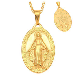 PEF0004 BOBIJOO Jewelry Ciondolo Vergine Miracolosa Di Maria-Placcato In Acciaio Dorato Oro