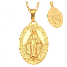 PEF0004 BOBIJOO Jewelry Anhänger Wundertätigen Madonna Maria Stahl Vergoldet Gold