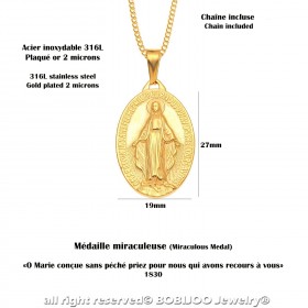 PEF0004 BOBIJOO Jewelry Anhänger Wundertätigen Madonna Maria Stahl Vergoldet Gold