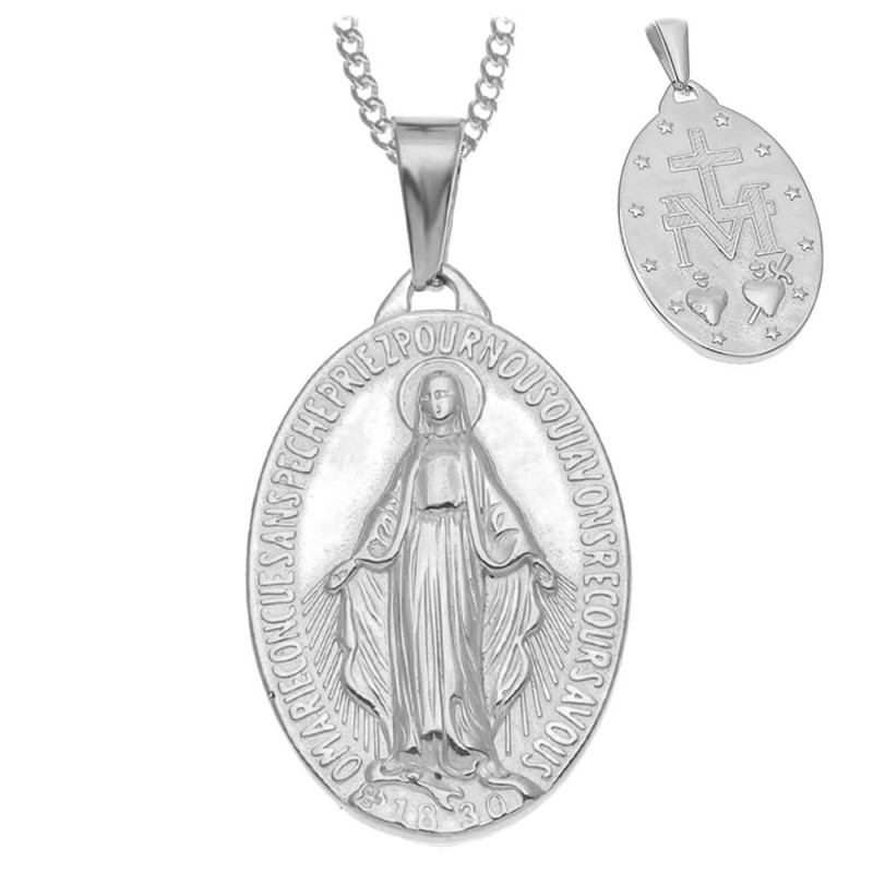 PEF0004S BOBIJOO Jewelry Colgante De La Virgen Milagrosa De María, De Acero, De Plata