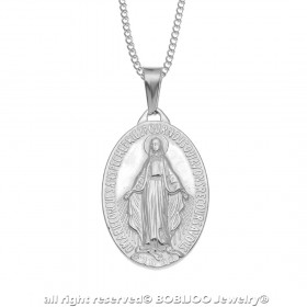 PEF0004S BOBIJOO Jewelry Pendant Virgin Miraculous Mary Steel, Silver