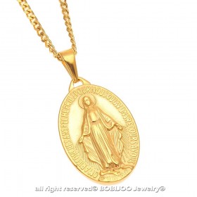 PE0091 BOBIJOO Jewelry Anhänger Mann Wundertätigen Madonna Maria Stahl Mit Gold-Finish