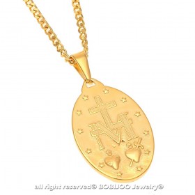 PE0091 BOBIJOO Jewelry Pendant Man Virgin Miraculous Mary Steel Gold Finish