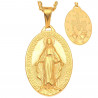 PE0137 BOBIJOO Jewelry Gran Colgante Medallón Con La Virgen Milagrosa De María De Acero De Oro